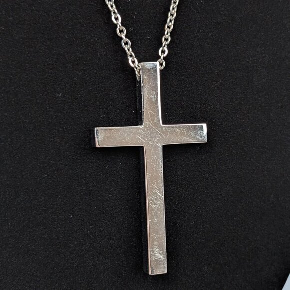 Thick Metal Cross Pendant Necklace - Picture 3 of 6